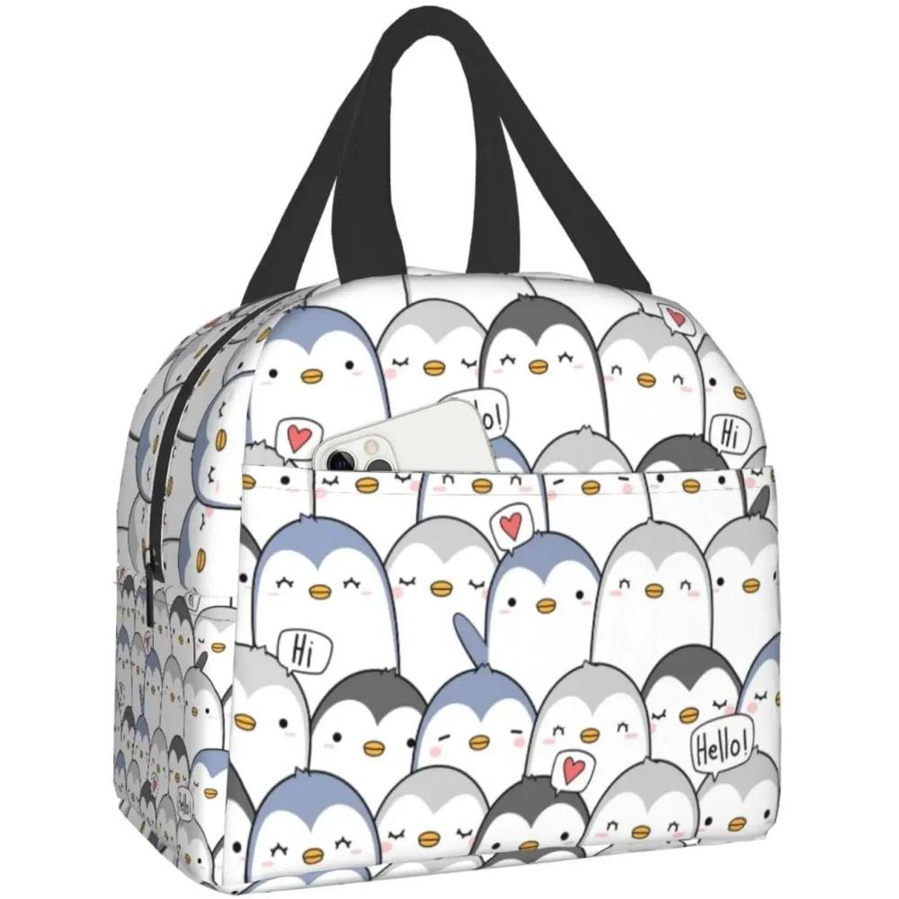Cute Penguin Musician Pattern Lunch Box Bento Box Insulated Lunch Boxes Reusable Waterproof Lunch Bag for Office Picnic Hiking