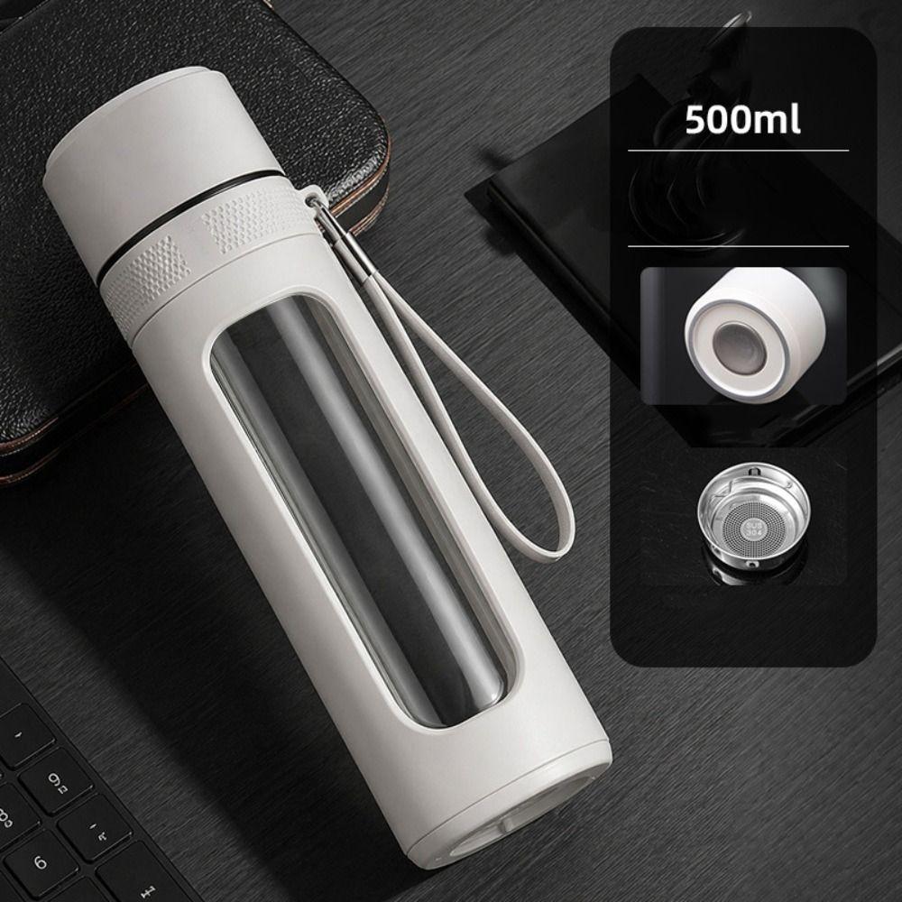 One Click Opening Tea Separation Cup Anti-Scald Infuser Tumbler Glass Water Bottle Office Home Use