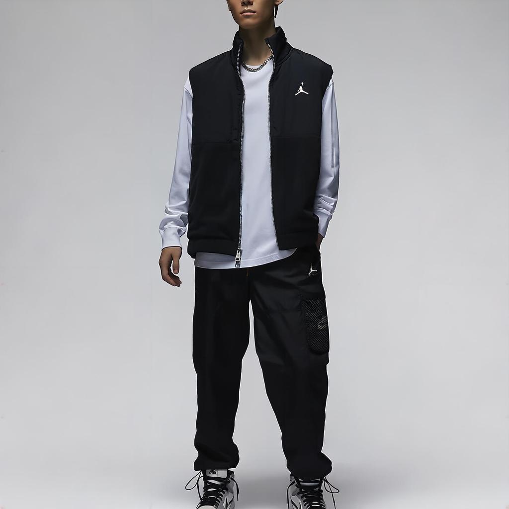 Jordan Essentials Solid Color Stand Collar Zip Vest Men Outerwear Black FD8629-010