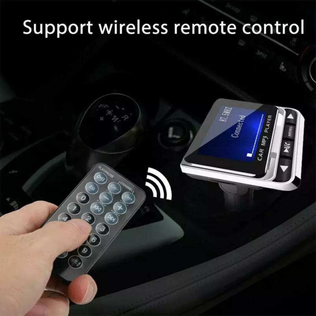 Upgrade Car Audio Bluetooth FM Transmitter w/ Hand Free Calling Wireless Music Streaming via Bluetooth/TF Card Clear LCD Display