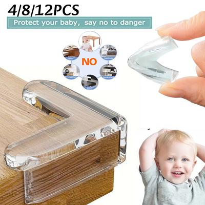 4-12PC L-shaped Table Protectors Corner Baby Safety Soft Rubber Anti-collision Strip Transparent Anti Collision Soft Guard