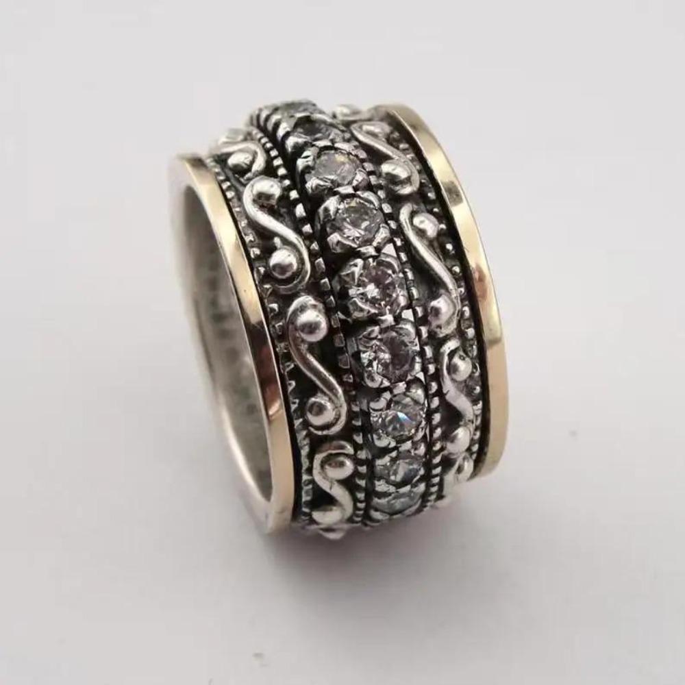 

Простые и ретро этнические резные кольца с цирконом для мужчин и женщин 8