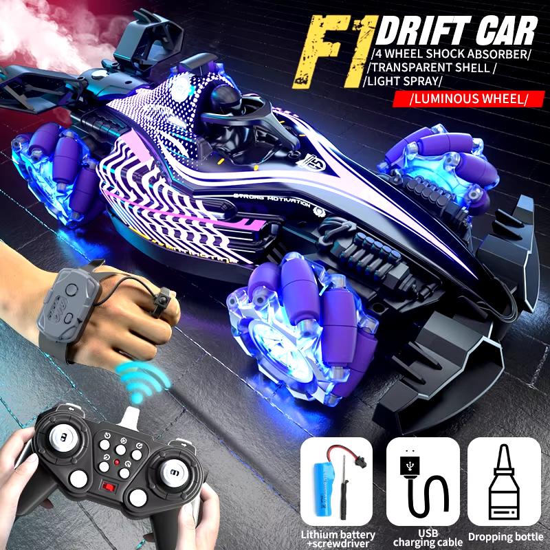 

Новый гоночный автомобиль JJRC с дистанционным управлением, управление жестами, трюковый автомобиль с распылителем, дистанционное управление, высокоскоростной автомобиль, детская игрушка для мальчиков, игрушка F1 в подарок 1 Battery фиолетовый
