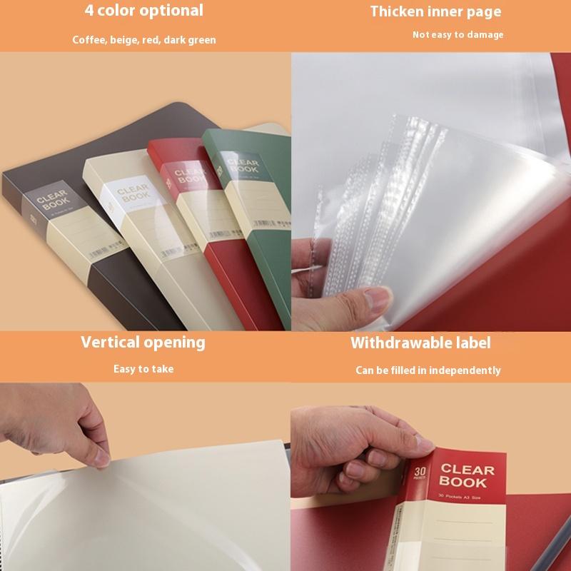 Thickening Multi-Layer File Folders Side Transparent Document Box With 60pages A3 File Cover Office Organizer School Supplies