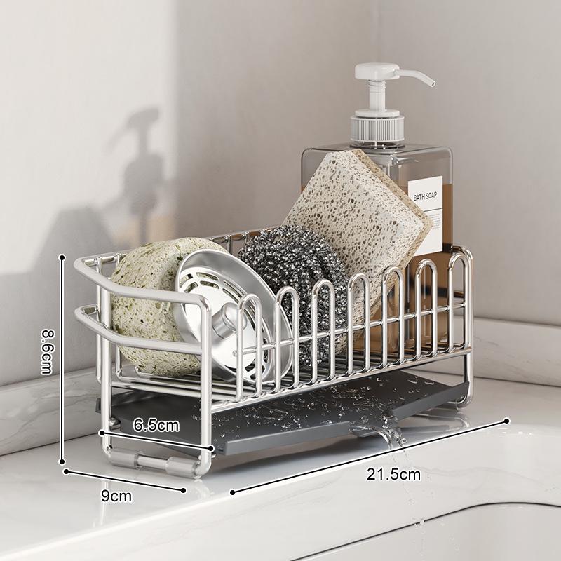 Japanese Style 304 Stainless Steel Kitchen Countertop Rack for Sponges, Soap, and Cloths