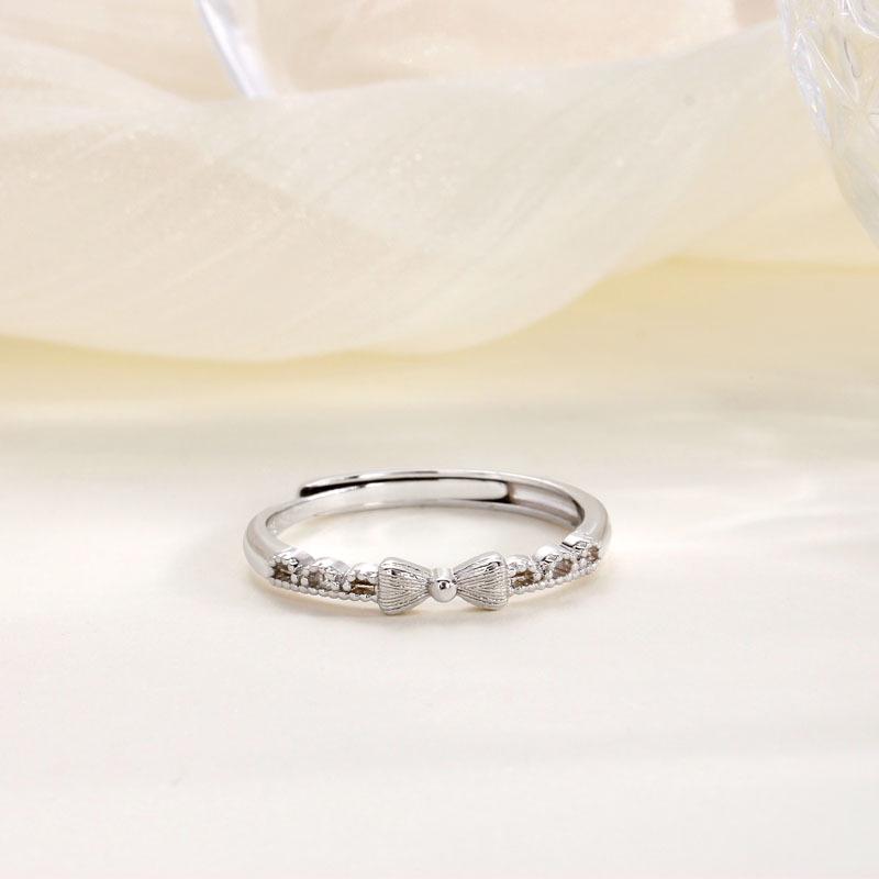 S925 Sterling Silver Runaway Princess Bow Adjustable Ring – Light Luxury & Sweet Delicate Design for Women Adjustable Open белого золота