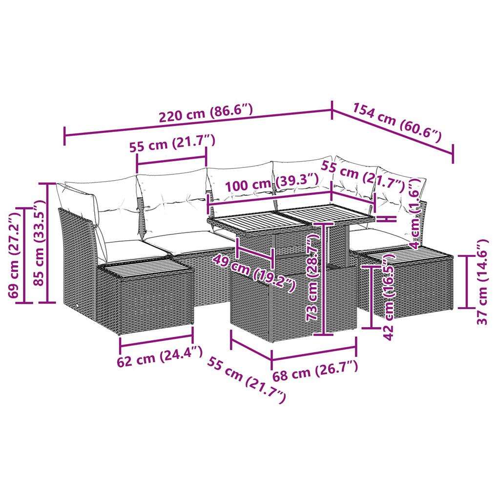 Garden Sofa Set with Storage 10 pcs Black Poly Rattan