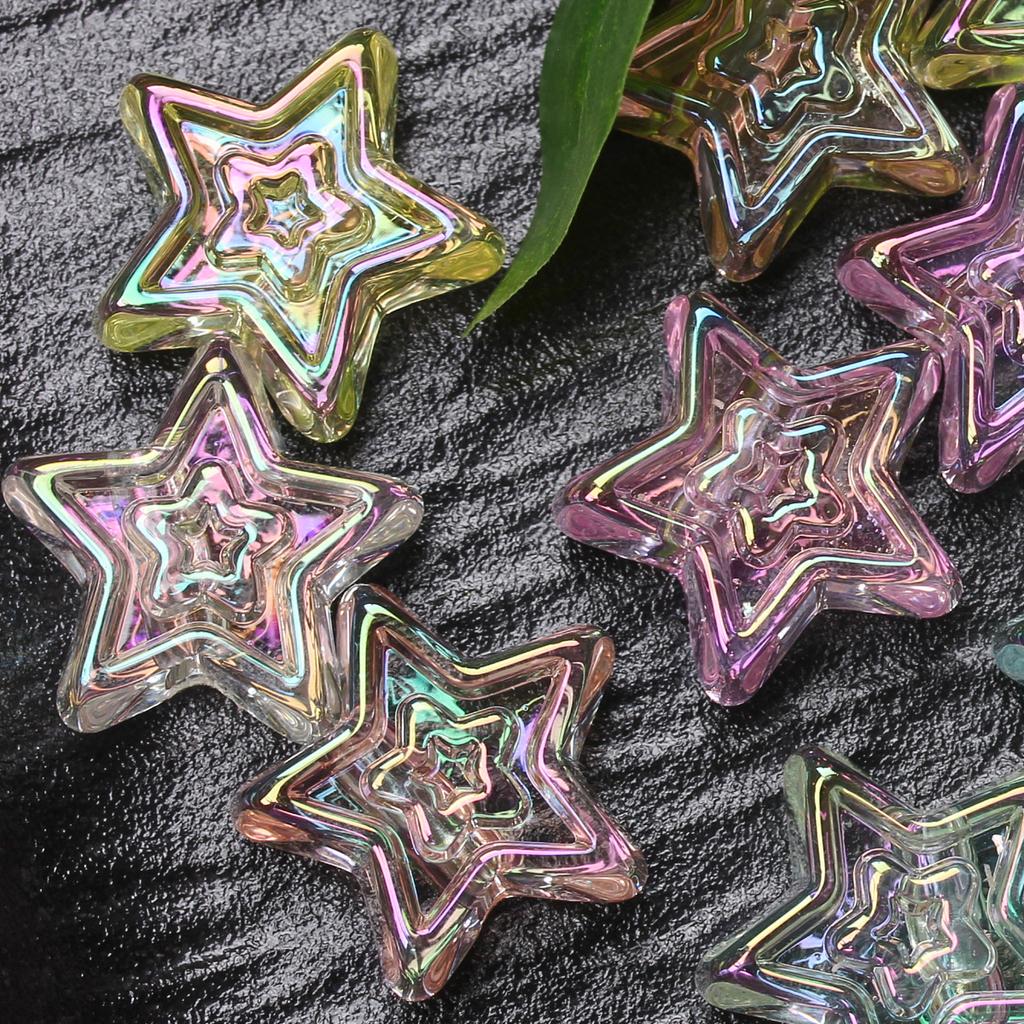 DIY Material Transparent 10Pcs Acrylic Charms Star Pentagram 20mm Beads UV Plated Creative Jewelry Accessories Pendant Bracelet Necklace