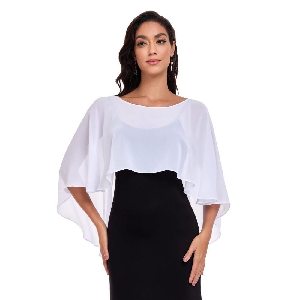 Elegant Chiffon Cover Up Loose Fit Beach Poncho French Retro Chiffon Sunscreen Outerwear  Outdoor