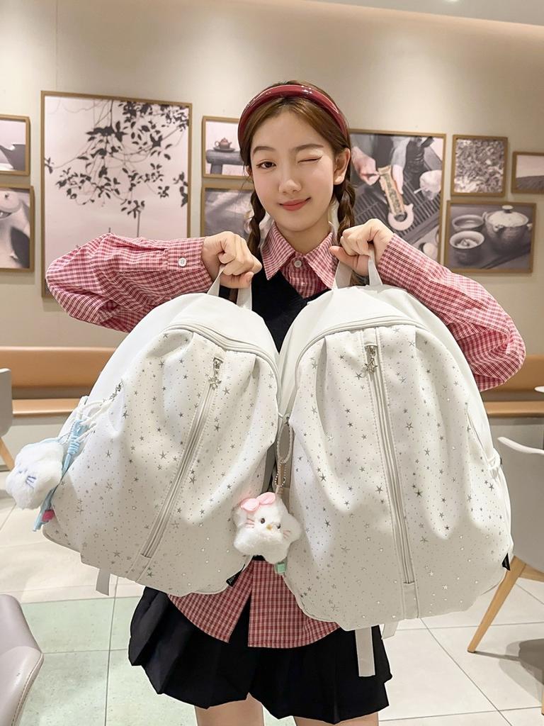 Starry Girl School Backpack With Nylon Material For Travel And Casual Use