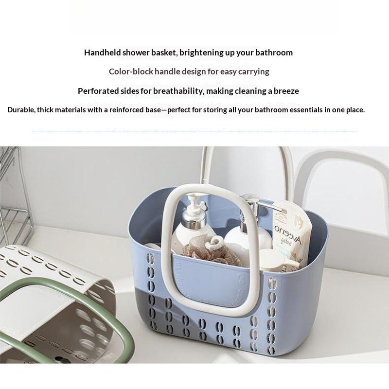 Cesto portaoggetti da doccia portatile con manici rinforzati, contenitore in plastica con fori di drenaggio per dormitorio, palestra, bagno, viaggio, portaoggetti per articoli da toeletta