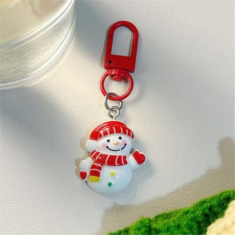 Festival Cartoon Christmas Keychain Set Holiday Party Favor Resin Keyring Gift Stocking Stuffer Accessories