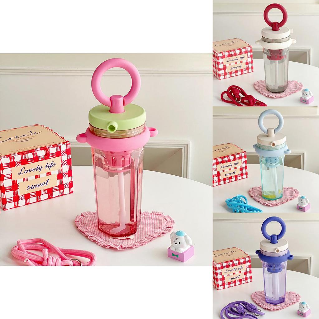 Summer Girls Water Bottle With Straw Portable Ecofriendly Plastic Cup For School And Outdoors