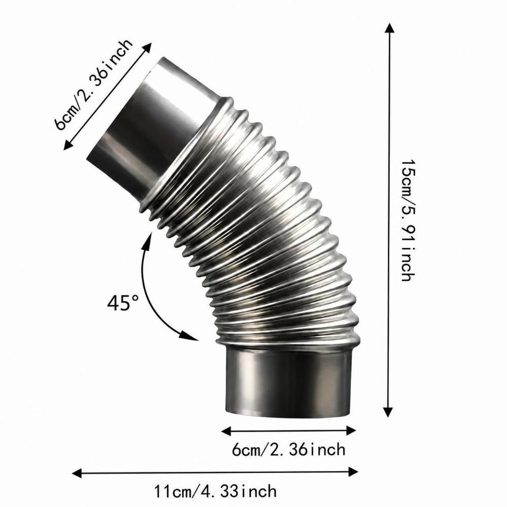 2 Pcs 45 Degree Stove Pipe Elbow Stainless Steel Flue Bend Durable Chimney Flue Connector Hiking