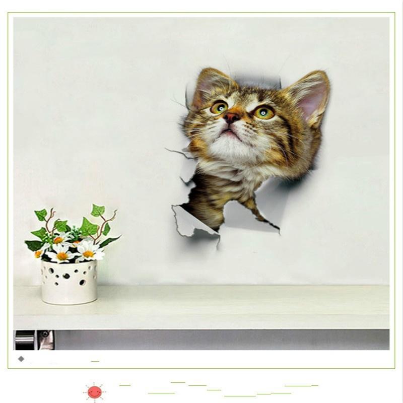 2pcs 3D Lovely Cat Wall Stickers For Kids Room Sofa Living Room Bedroom Toilet Lid PVC Stickers Art D