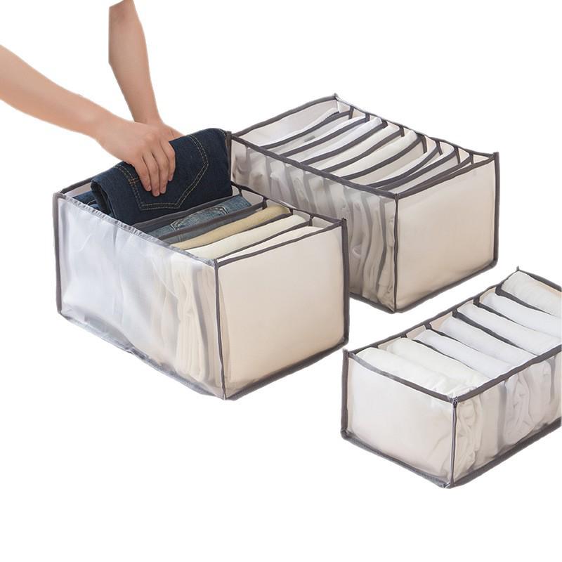 Mesh Compartment Underwear Storage Box with Handle for Wardrobe Drawers