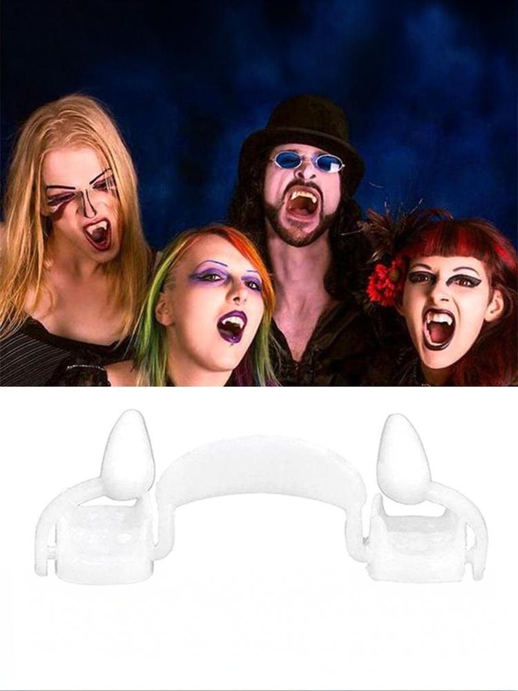 Vampire Fake Teeth Retractable Dentures Props Arty Costume DIY Cosplay Fake Teeth Trick Props Decor Halloween Masquerade Supplie