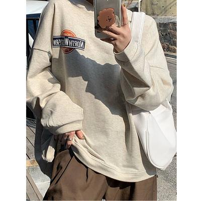 Letter Print Long Sleeve Thin Sweatshirt Jacket New Autumn Women's Loose Mid-length Pullover Top