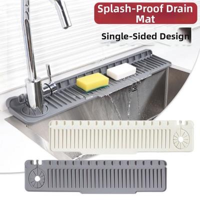 Anti-Slip Kitchen Faucet Sink Mat Unilateral Side Hole Water Catcher Mat  Bathroom Use