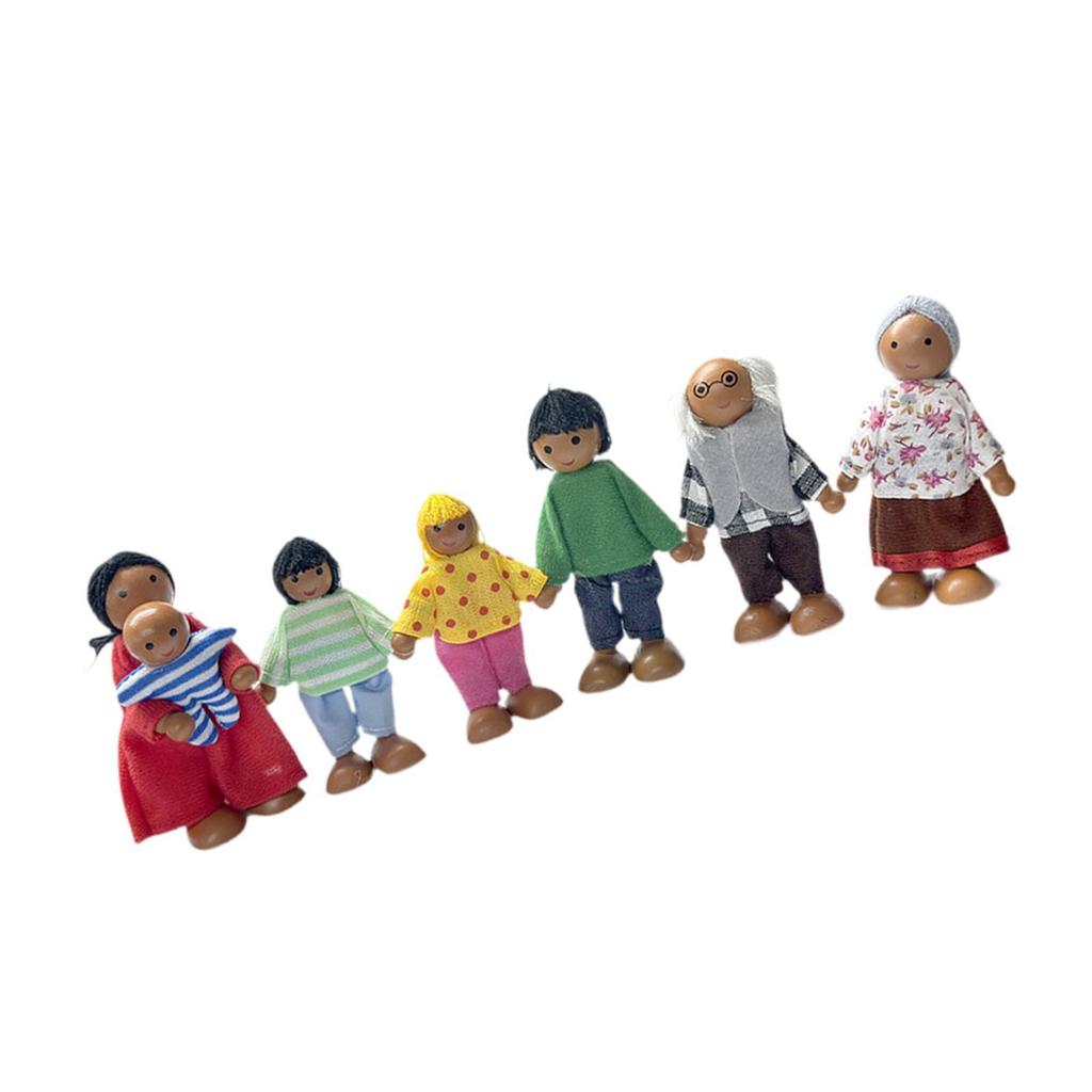 7 Stück Holzfiguren Set Puppenhaus Menschen Niedliche Puppen Spielset Frühe Bildung Miniatur