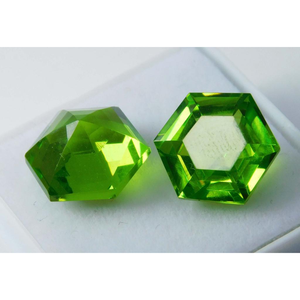 Natural 17.58 Ct   Loose Gemstones Peridot Green Fancy Cut Pair