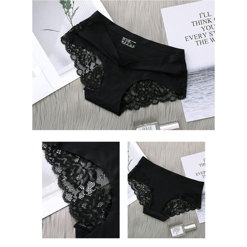 Charmleaks Women’s Panties Sexy Seamless Silky Panties Back Lace Cutout Solid Comfortable Soft Briefs S-2XL 1 PCS