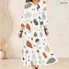 Women Plus Size Abstract Printed Two Piece Dress Set Three Quarter Sleeve Cardigan Sleeveless Long Dress