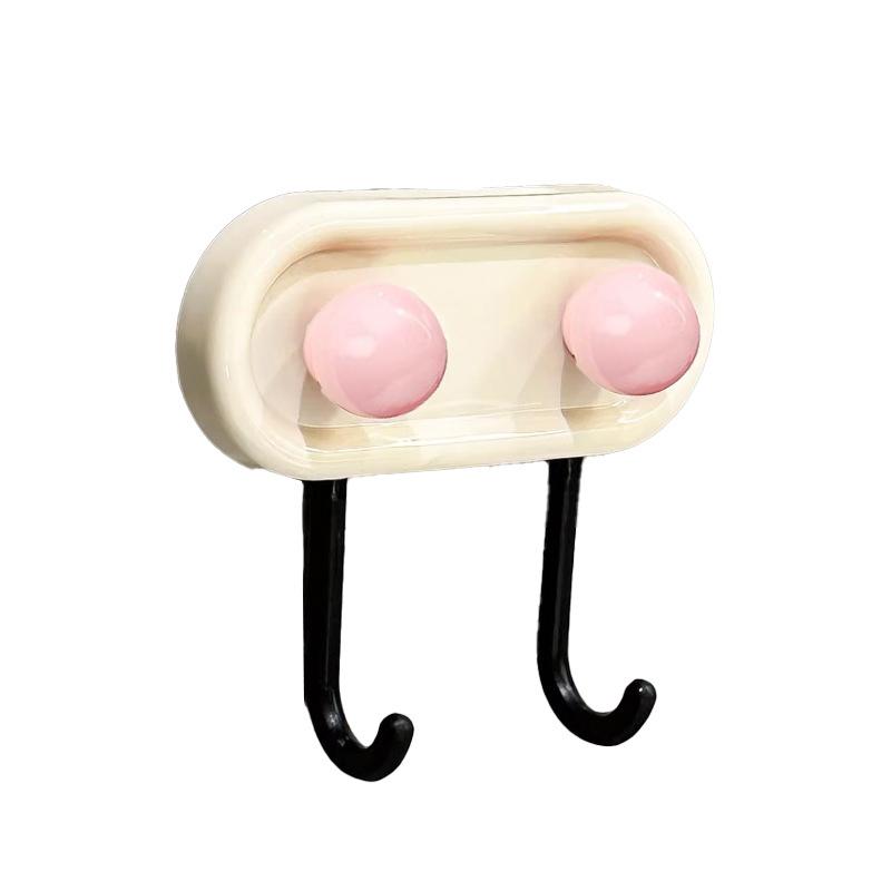 

LOEPHY Self-Adhesive Hook No-Drill Colorful Cute Style Double-Headed Wall Hook for Keys Hats Bathroom Kitchen Door рожевий