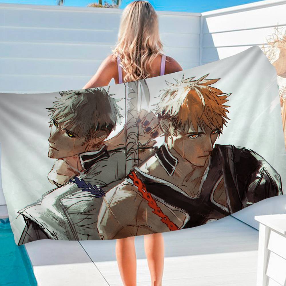 Bleach Anime Anime Beach Swimming Towel Soft Absorbent Washcloth Children's Gifts for Kids Travel Camping Gym