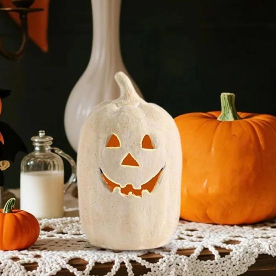 Pumpkin Halloween Decoration Hand-Carved Classic Jack Lantern Fall Decor Farmhouse Table Porch Indoor Ornament