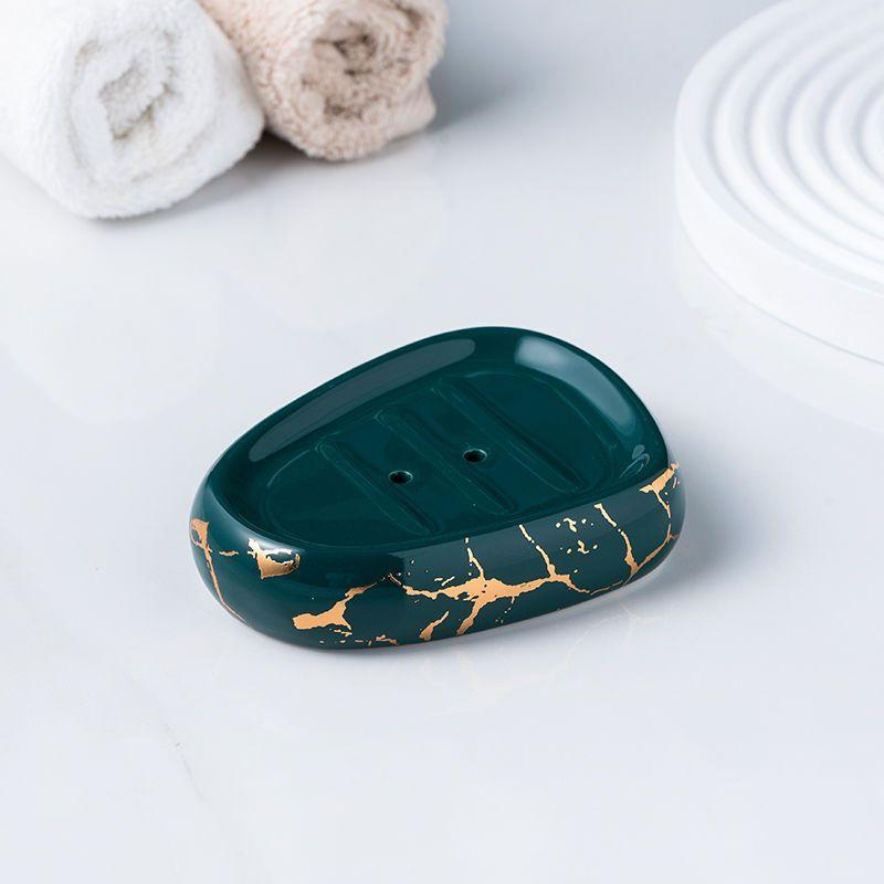 Gold Plated Marbled Ceramic Lotion Bottle Bathroom Supplies Mouthwash Cup Toothbrush Cup Soap Dish Set Hotel Wash Lotion Bottle