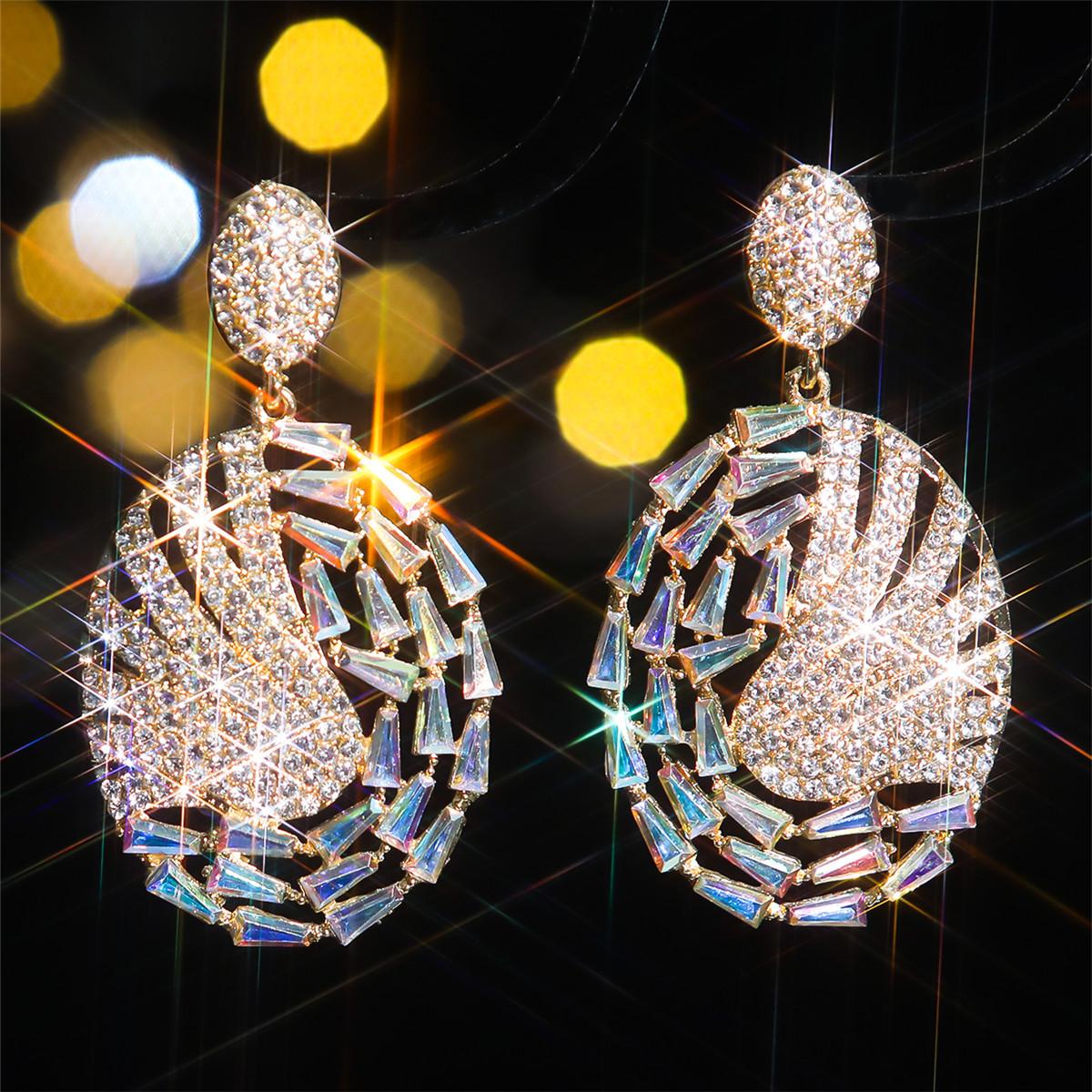 

Fashion glass rhinestone earrings exaggerated irregular round stud earrings
