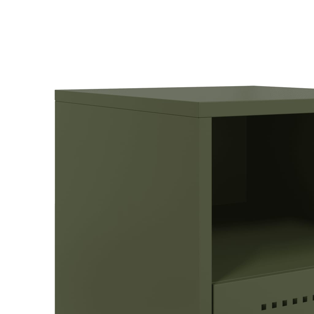 Nightstand Olive Green 36 X 39 X 60.5 Cm Steel