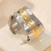 Vintage Two Color Metal Hand Carving Surround Women's Ring Geometry Daily Wear Party Jewelry
