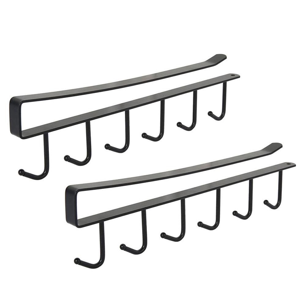 6 Hooks Under Shelf Cup Holder,Wine Glass Holder,Mug Cup Holder Hanger,Mutifunctional Kitchen Utensil Without Drilling Rack