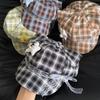 Sun Protection Plaid Octagonal Cap Stars Lace Decor Artist Hat Cute Berets  Women's Fashion