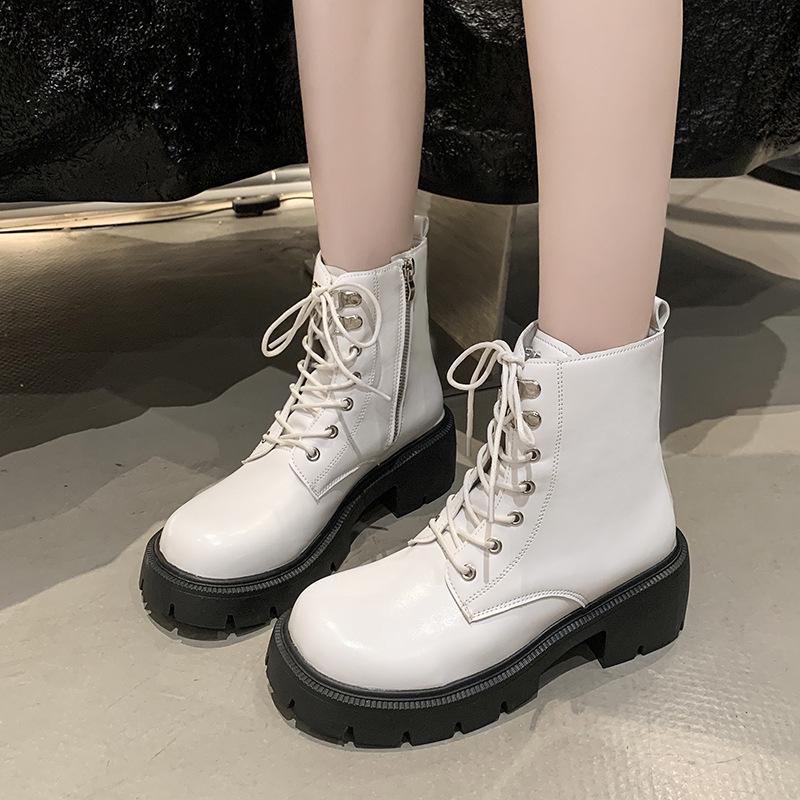 Bottines motardes courtes à lacets pour femmes Automne/Hiver 2025 avec semelle compensée