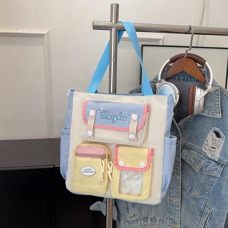 College Style Female College Student Large-capacity Contrasting Color Computer Travel Bag Lightweight Shoulder Messenger Bag Leisure Bag