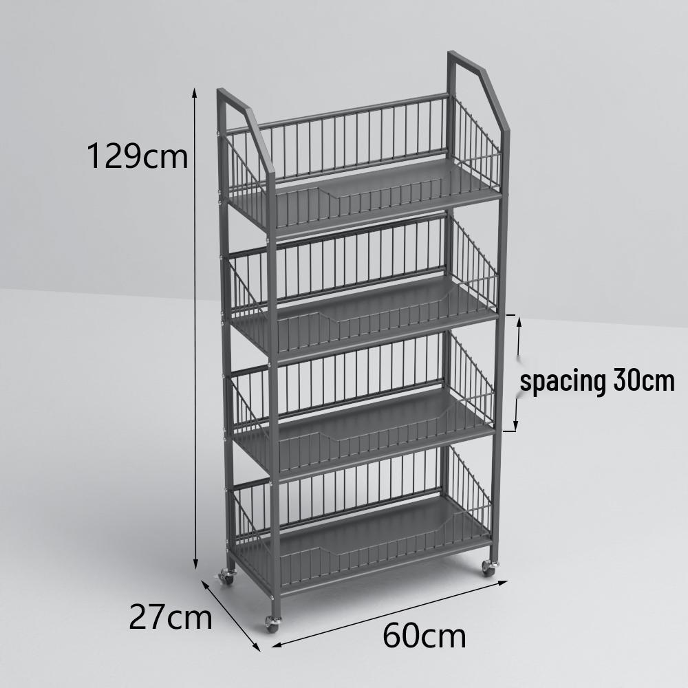 Freestanding Multilayer Snack & Beverage Display Rack for Convenience and Home Use