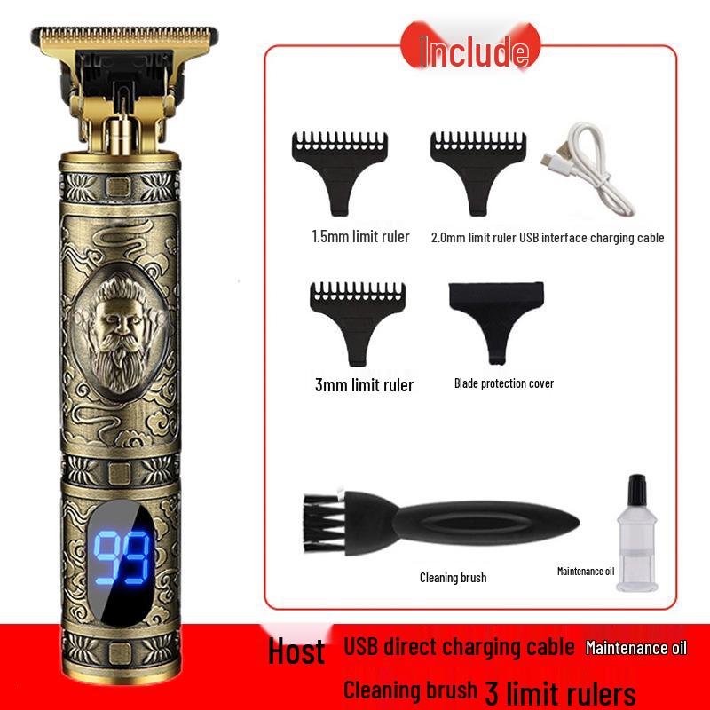 T9 Bald Electric Hair Clipper - Professional Rechargeable Engraving & Oil Head Shaver