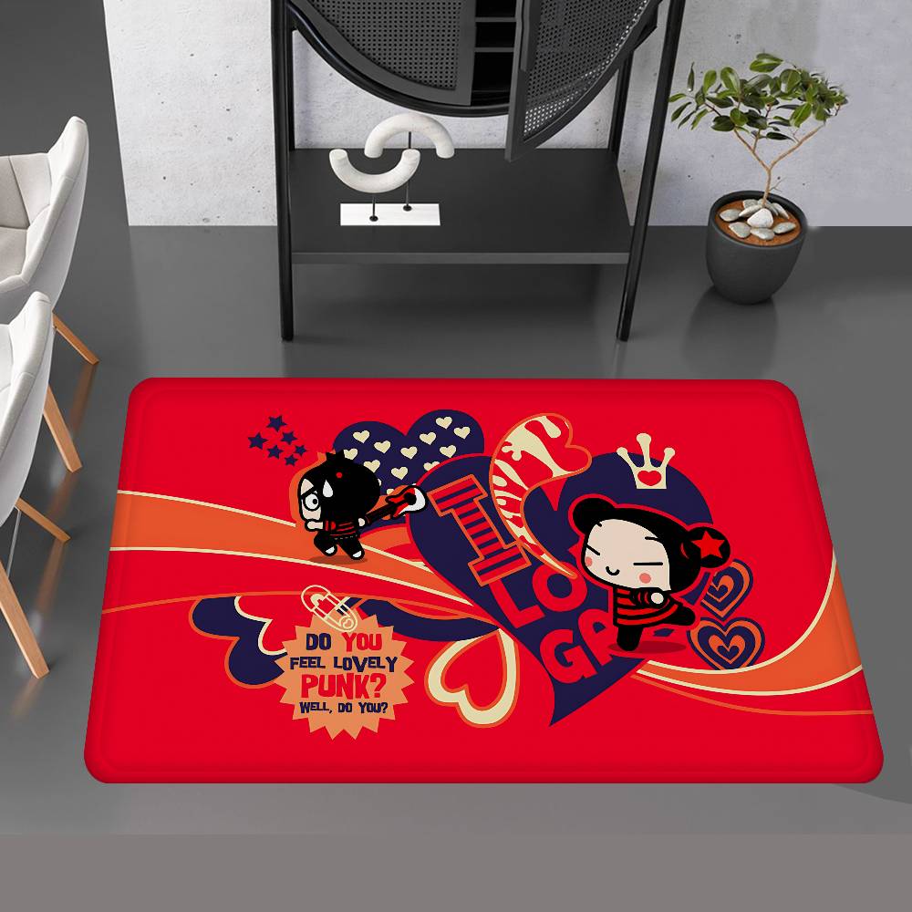 Animation Series P-Pucca Floor Mat INS Style Soft Bedroom Floor House Laundry Room Mat Anti-skid Household Carpets