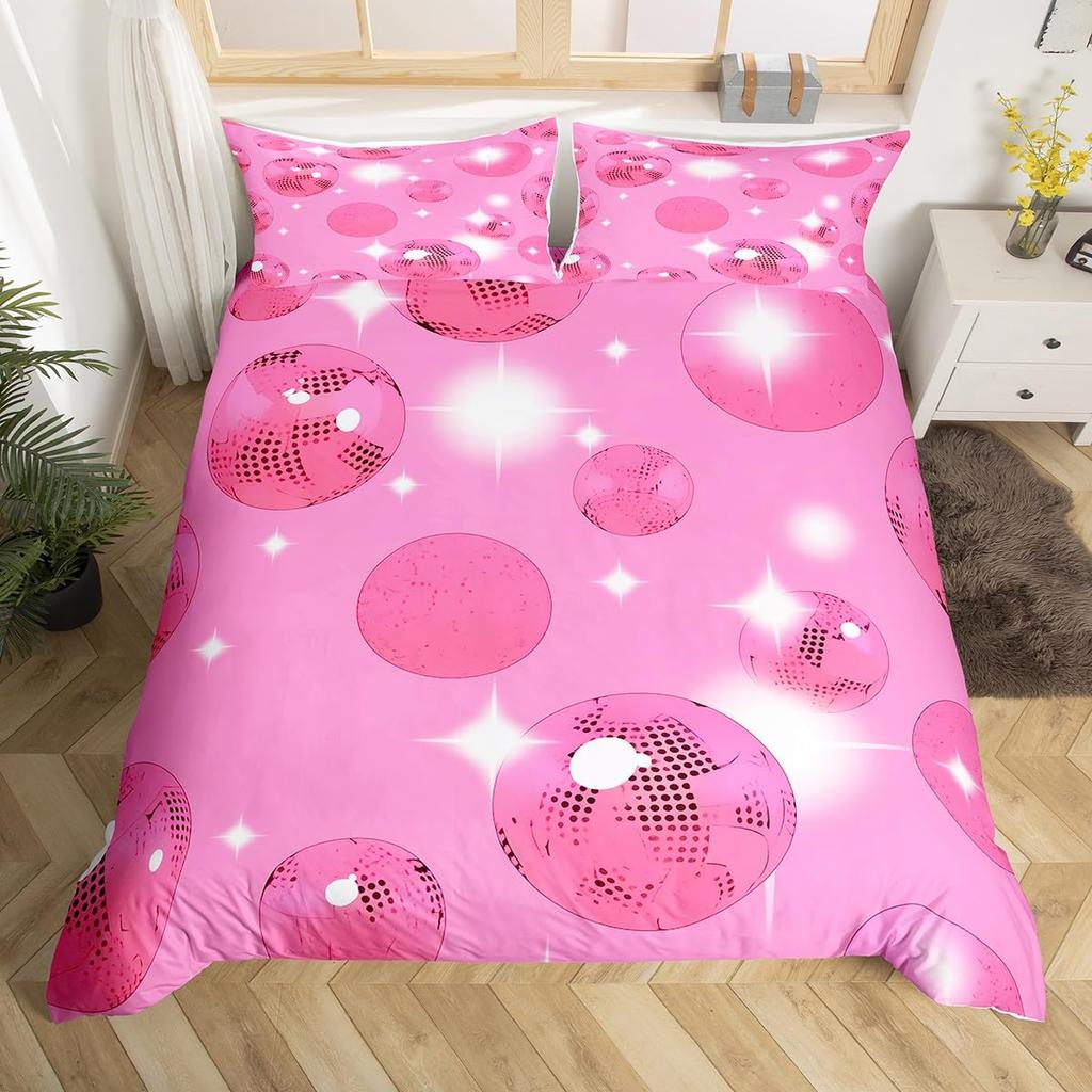Colorful Love Heart Comforter Cover Queen Pink Black Bedding Set Romantic Duvet Cover Valentine's Day Quilt Cover with Zipper