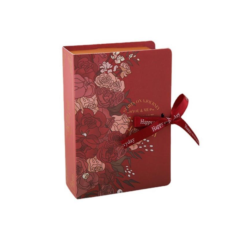 Simple Book Shape Gift Box With Ribbon Paperboard Material Present Packaging Box Diy Candy Packaging Box Wedding Birthday