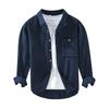 New Style Men's Spring Loose-Fitting High-End Pure Cotton Long-Sleeve Shirt with Solid Color Turn-Down Collar, Export Surplus