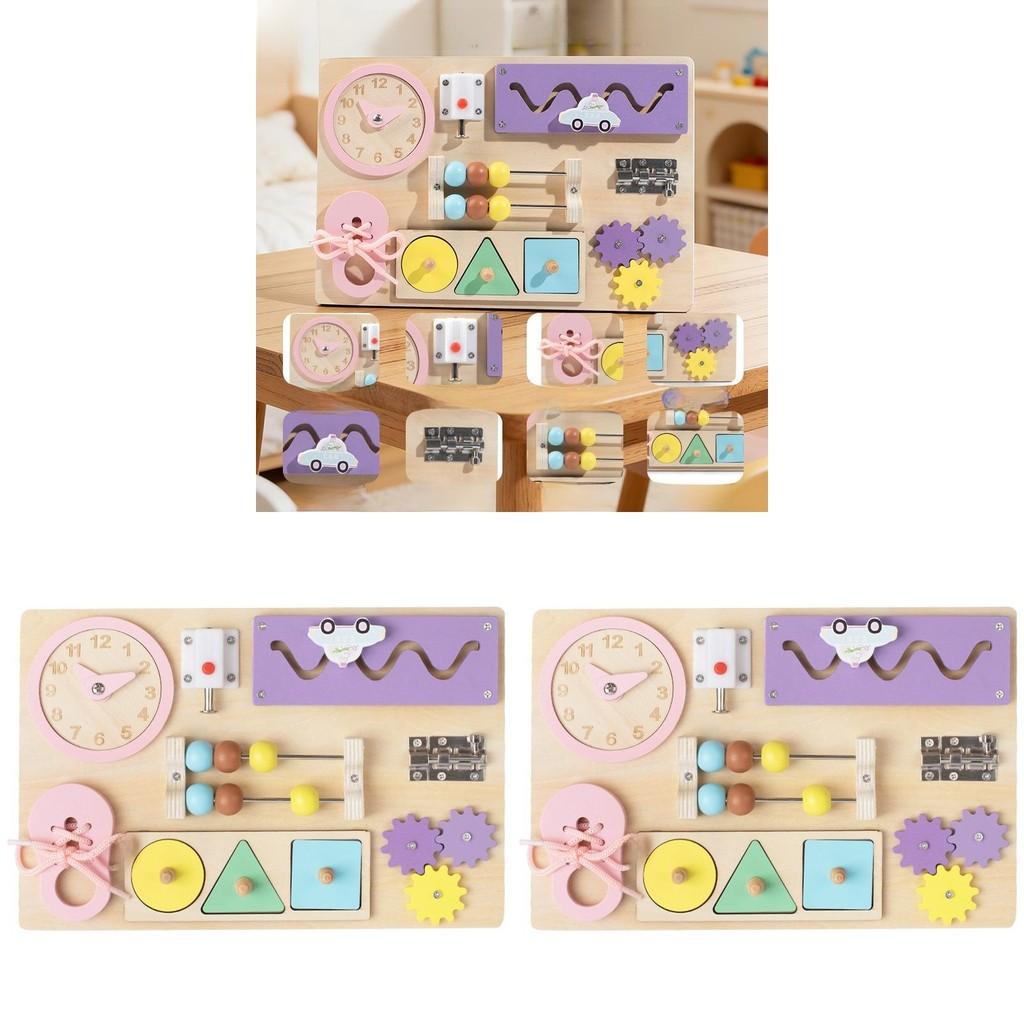 Wooden Busy Board For Babies With Locking Toys Montessori Educational Play For Toddler Development