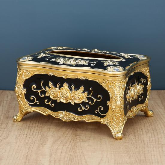 European Tissue Box Large Capacity Easy Access Tissue Box Cover Acrylic Paper Napkin Holder Luxurious Home Decoration