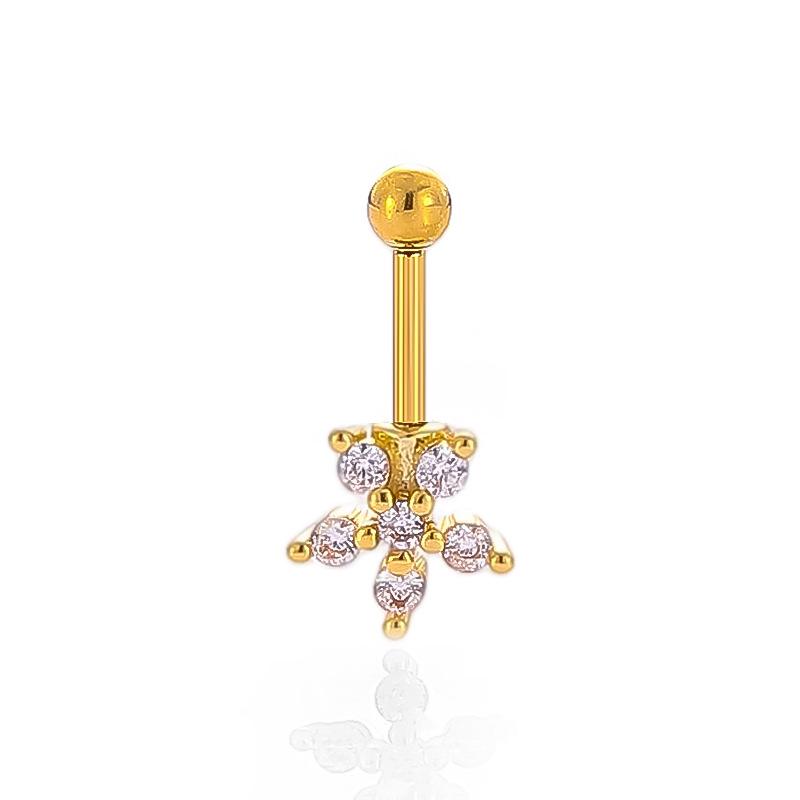 Stainless Steel & Copper Zircon Ear Cartilage Studs - Trendy Flower Crown Piercings