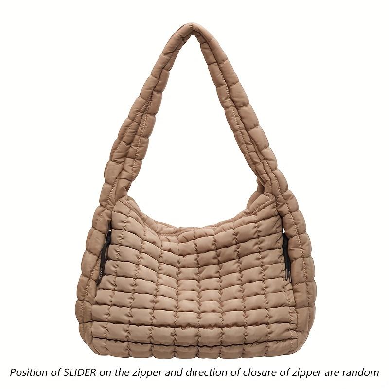 Large Capacity Quilted Shoulder Bags for Women Solid Color Winter Fashion Padded Quilted Hobo Bags
