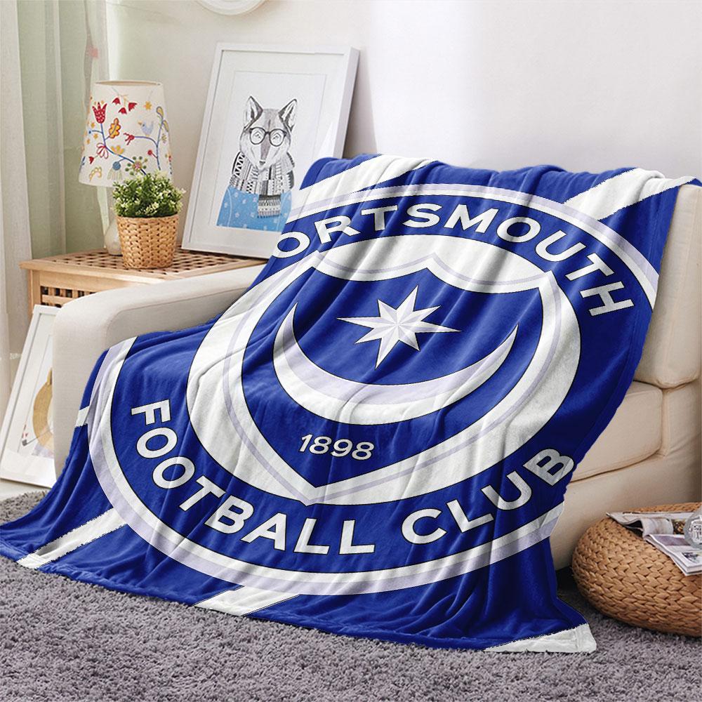 1PC Portsmouth Football Club Patterned Flannel Blanket Suitable For All Seasons for Home Decor Warmth and Comfort Gifts Holiday Present