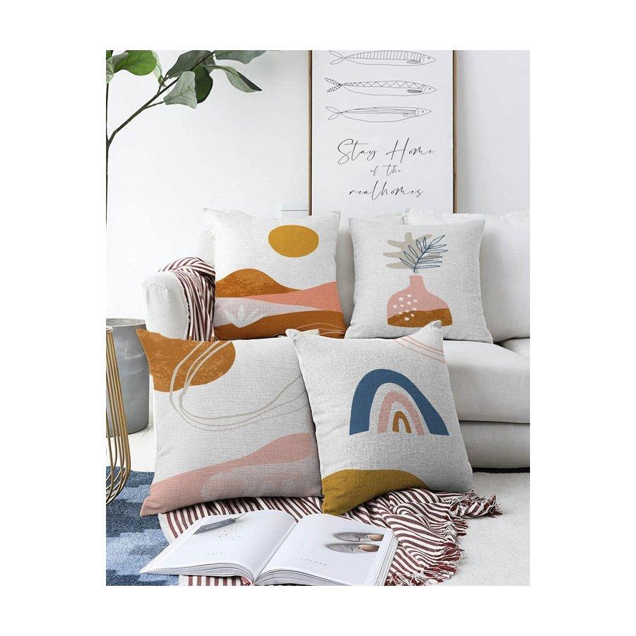 4 Pieces Double Sided Printed Cushion Cover Set